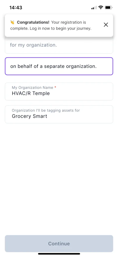 Tag Wizard - Asset Tagging App - Registration Complete
