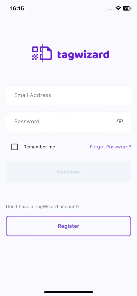 Tag Wizard - Log In