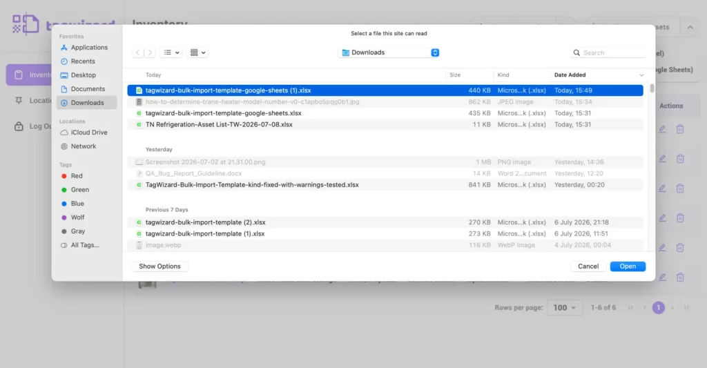 Tag Wizard - Bulk Import Assets