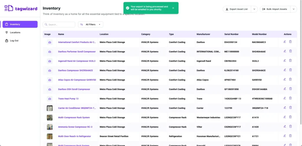 Tag Wizard - Inventory - Export Processed - Asset Tagging App