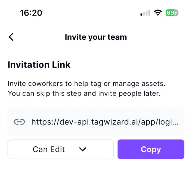 Invite your team - Tag Wizard