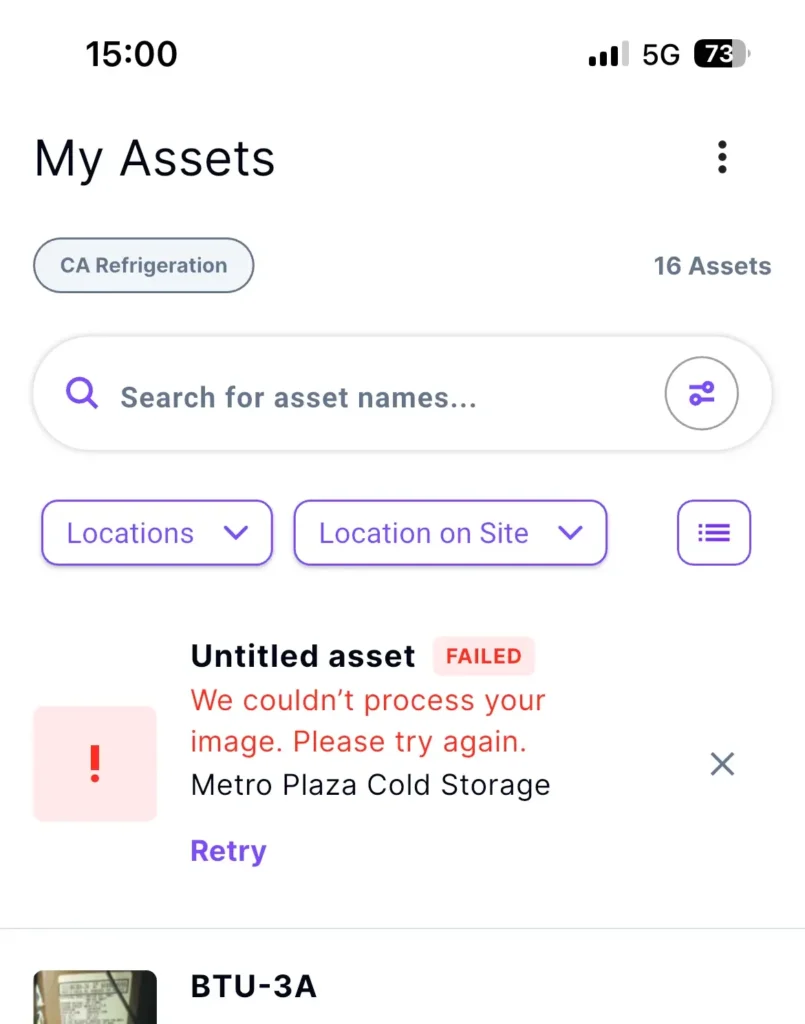 Asset Failed to process - Add An Asset
