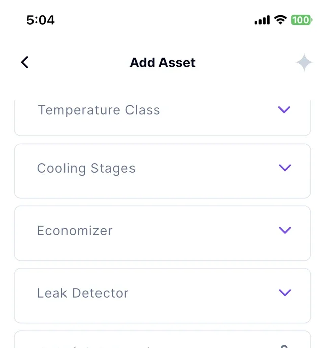 New HVACR Attributes - Add Asset - Tag Wizard Asset Tracking App
